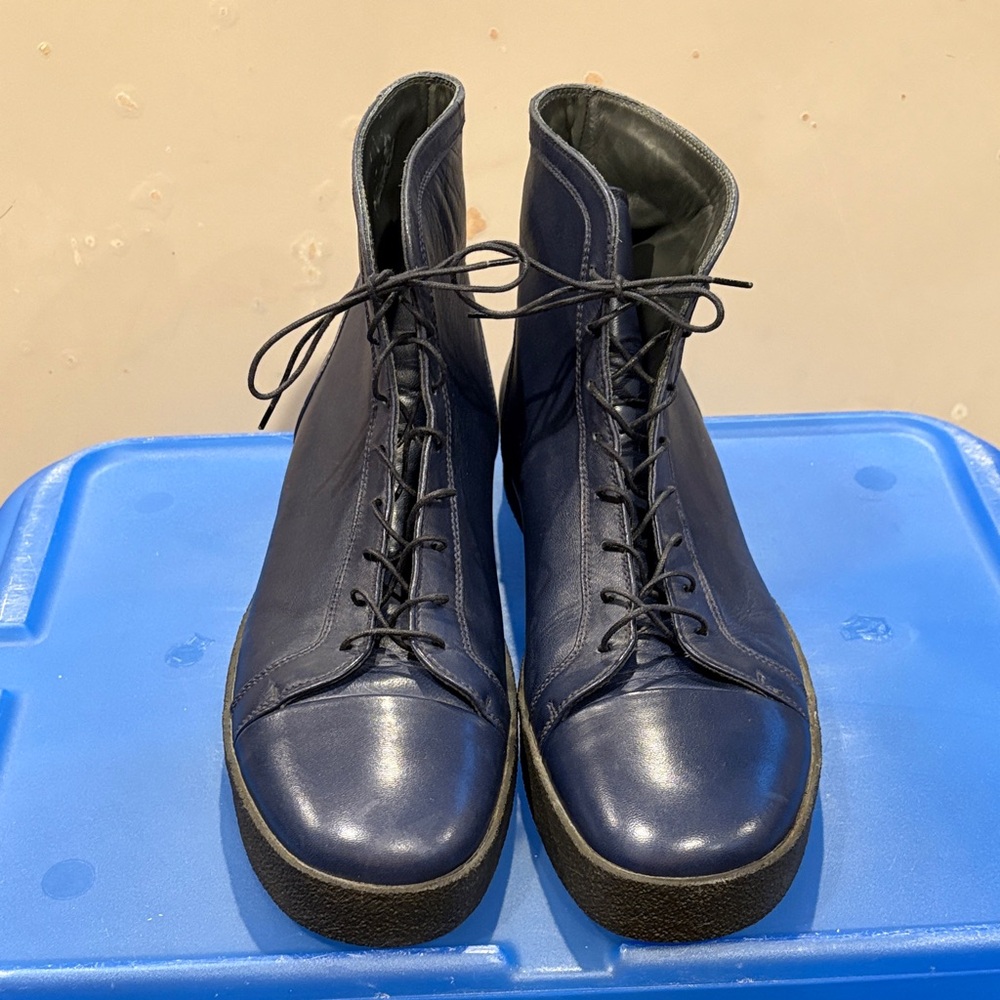 Jil Sander Navy Lace-Up Boots